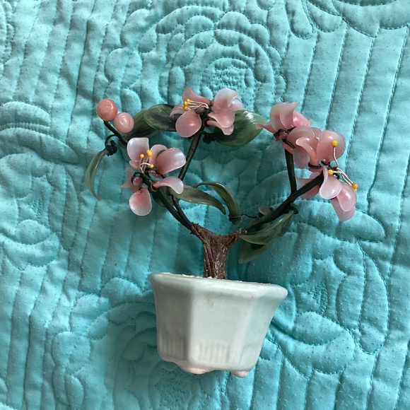 VINTAGE SMALL PINK CHERRY BLOSSOM BONSAÏ TREE - Picture 2 of 12